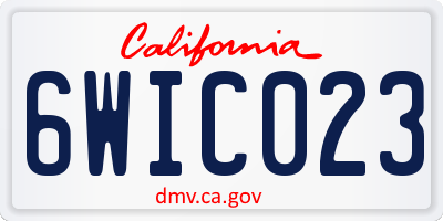 CA license plate 6WIC023