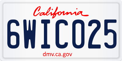 CA license plate 6WIC025