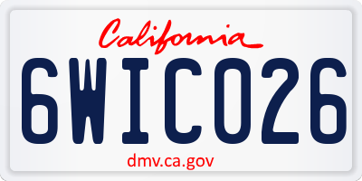 CA license plate 6WIC026