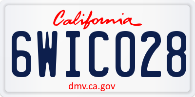 CA license plate 6WIC028