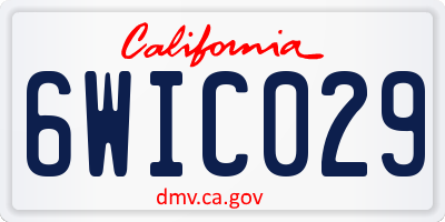 CA license plate 6WIC029