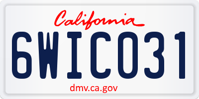 CA license plate 6WIC031