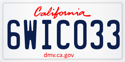 CA license plate 6WIC033