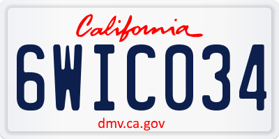 CA license plate 6WIC034