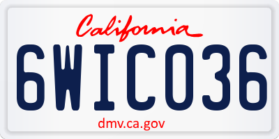 CA license plate 6WIC036