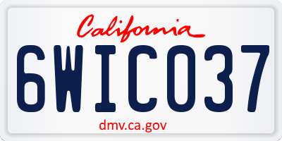 CA license plate 6WIC037