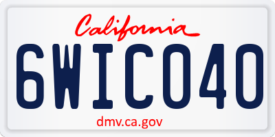 CA license plate 6WIC040