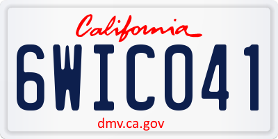 CA license plate 6WIC041