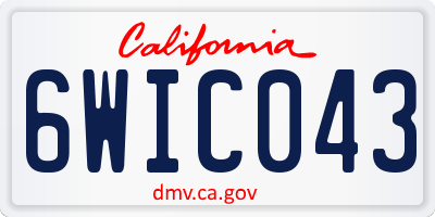 CA license plate 6WIC043