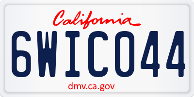 CA license plate 6WIC044