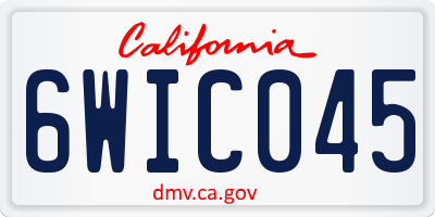 CA license plate 6WIC045