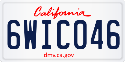 CA license plate 6WIC046