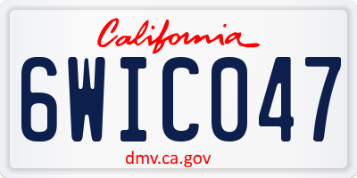 CA license plate 6WIC047