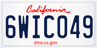 CA license plate 6WIC049