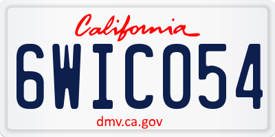 CA license plate 6WIC054