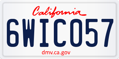 CA license plate 6WIC057