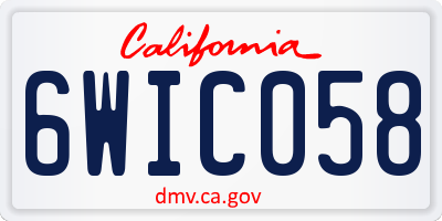 CA license plate 6WIC058