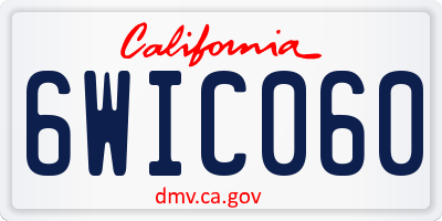 CA license plate 6WIC060
