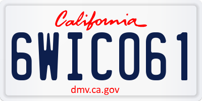 CA license plate 6WIC061