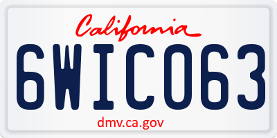 CA license plate 6WIC063