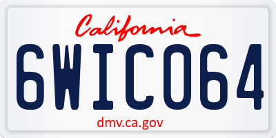 CA license plate 6WIC064