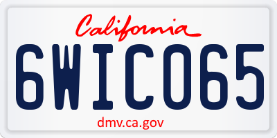 CA license plate 6WIC065