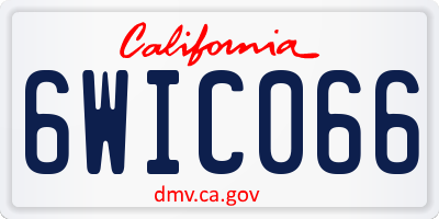 CA license plate 6WIC066