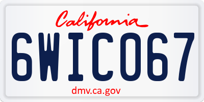 CA license plate 6WIC067