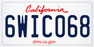 CA license plate 6WIC068