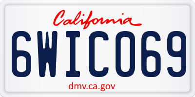 CA license plate 6WIC069