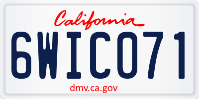 CA license plate 6WIC071
