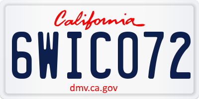 CA license plate 6WIC072