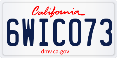 CA license plate 6WIC073