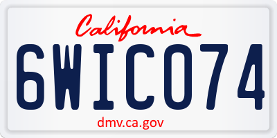 CA license plate 6WIC074