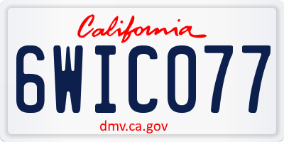 CA license plate 6WIC077