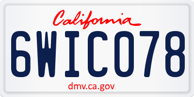 CA license plate 6WIC078
