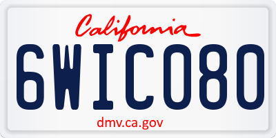 CA license plate 6WIC080