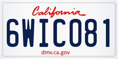 CA license plate 6WIC081