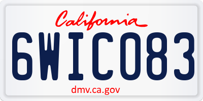 CA license plate 6WIC083