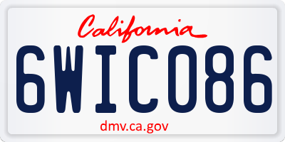 CA license plate 6WIC086