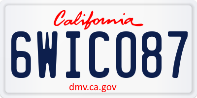 CA license plate 6WIC087