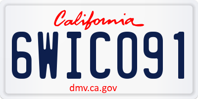 CA license plate 6WIC091