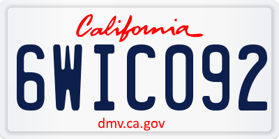 CA license plate 6WIC092