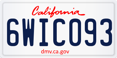 CA license plate 6WIC093