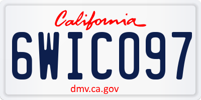 CA license plate 6WIC097