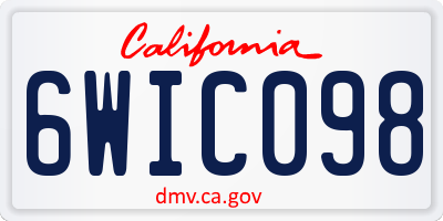 CA license plate 6WIC098