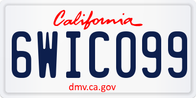 CA license plate 6WIC099
