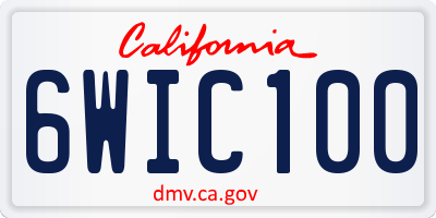 CA license plate 6WIC100