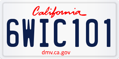 CA license plate 6WIC101