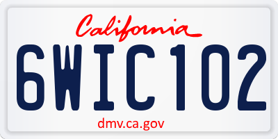 CA license plate 6WIC102